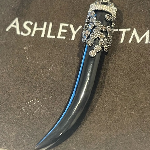 Ashley Pittman black horn pendant necklace with diamonds on magnetic clasp chain - Picture 4 of 5